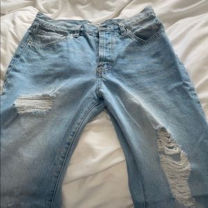 Light wash ripped mom jeans